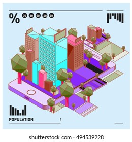 flat 3d isometric mobile navigation illustration. Icon illustration for map. Design template for building and business.
