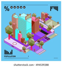 flat 3d isometric mobile navigation illustration. Icon illustration for map. Design template for building and business.