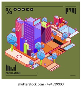 flat 3d isometric mobile navigation illustration. Icon illustration for map. Design template for building and business.
