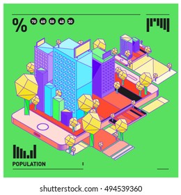 flat 3d isometric mobile navigation illustration. Icon illustration for map. Design template for building and business.