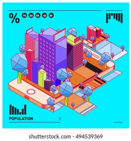 flat 3d isometric mobile navigation illustration. Icon illustration for map. Design template for building and business.