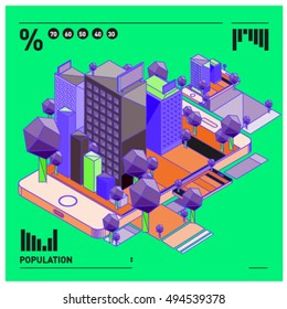 flat 3d isometric mobile navigation illustration. Icon illustration for map. Design template for building and business.