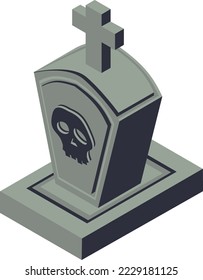 3D plano isométrico. Icono de la tumba de Rip. Isometric del ícono del vector de la tumba de Rip para el diseño web aislado en fondo blanco