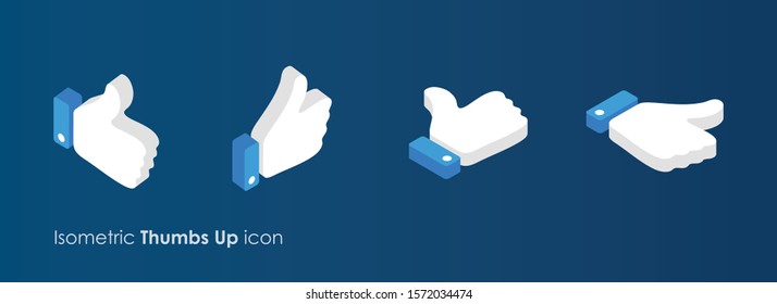 Flat 3d Isometric Thumbs up icon. Various angles - Vector