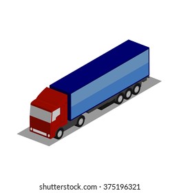 flat 3d isometric truck with shadow