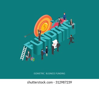 Flat 3d Isometric Vector Illustration  Funding Concept Design, Abstract Urban Modern Style, High Quality Business Series.