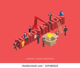 Flat 3d isometric vector illustration innovation concept design, Abstract urban modern style, high quality business series. 