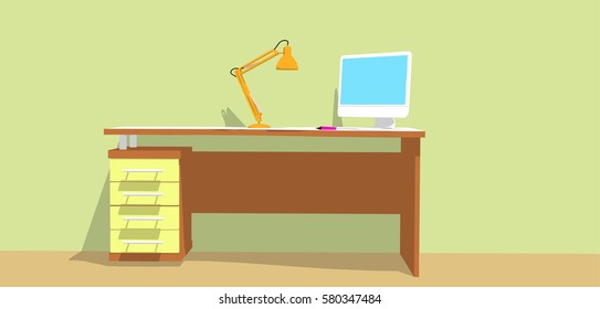 flat 3d modern office workplace