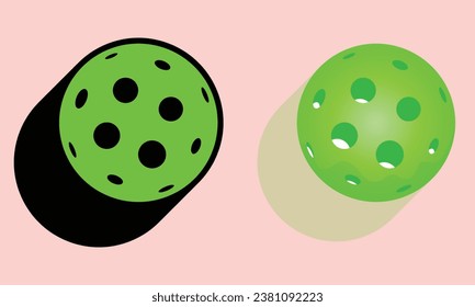 Flat 3D Pickleball Ball Vector Illustration	