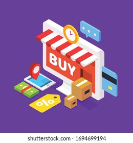 Flat 3d web isometric e-commerce