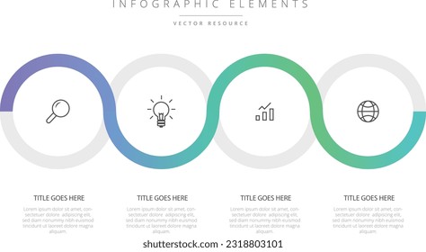 Flat 4 Step circular infographic design. EPS 10 vector art. Simple vector illustration for business data visualization. Concept of 4 steps of startup project development.