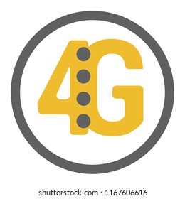 Flat 4g vector illustration with  geometric  background. space and stars. Base stations signal strength dots