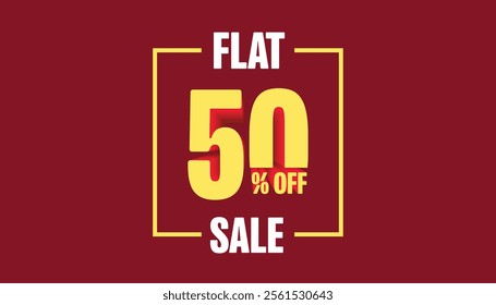 Flat 50% off banner with logo.  Special Offers 50% Discount Tag, Sale Flat 50% Percent Off, big offer, Sale, flat, Special Offer Label, Sticker, Tag, Banner, Advertising