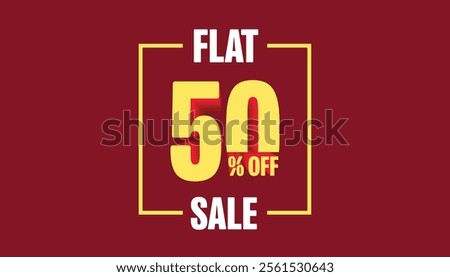 Flat 50% off banner with logo.  Special Offers 50% Discount Tag, Sale Flat 50% Percent Off, big offer, Sale, flat, Special Offer Label, Sticker, Tag, Banner, Advertising