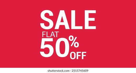 Flat 50% Off Sale Banner Vector