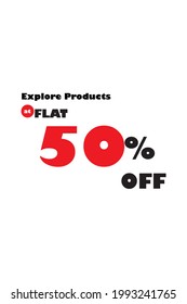Flache 50 % Rabatt auf den Verkauf, Vektorgrafik
