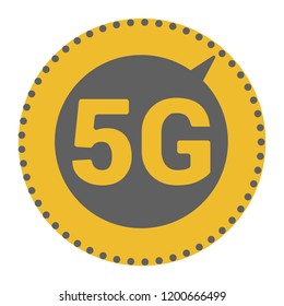 FLat 5g illustration with speedometer icon . Dashed circle with arrow 