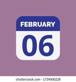 Flat 6 February Calendar Icon Stock Vector
