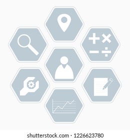 flat 7 hexagon grey icon business