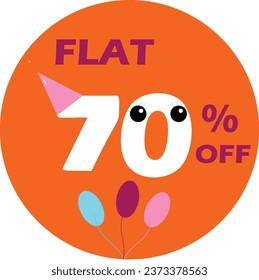 Flat 70% off vector illustration.