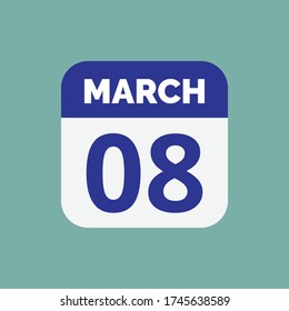 Plano 8 de marzo Calendario Fecha del icono Vector de material