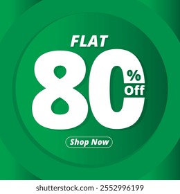 Design de banner 80% de desconto. Modelo de Desconto. Plano 80% Off Green Poster. design de ilustração..eps
