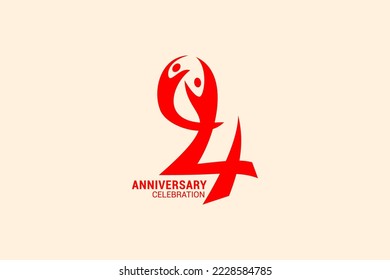 Flat 94 anniversary logo template design icon logotype vector art illustration