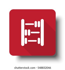 Flat Abacus web icon on red button with drop shadow