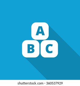 Flat Abc Blocks Icon With Long Shadow On Blue Backround