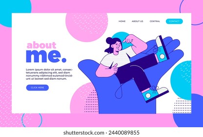 Flat about me landing page vector design in eps 10