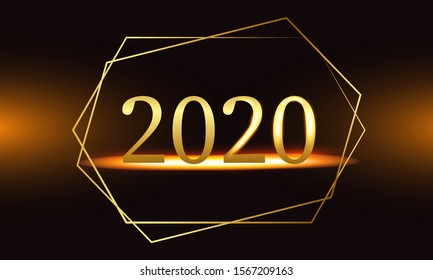 Flat Abstract 2020 text with elegant background
