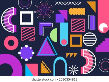 Flat abstract background with geometric shapes vector design