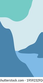 Flat abstract background. Flat mountain landscape. Use for Instagram stories. Contemporary modern trendy vector illustrations. 