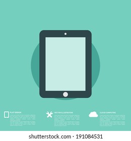 Flat abstract background with web icons. Interface symbols. Cloud computing. Mobile devices.