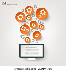 Flat abstract background with web icons. Interface symbols. Cloud computing. Mobile devices.Business concept.