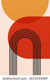 Flat abstract boho geometric background illustration wall art poster