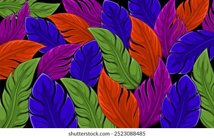 Flat abstract colorful leaves pattern background