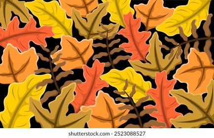 Flat abstract colorful leaves pattern background