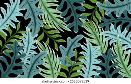 Flat abstract colorful leaves pattern background