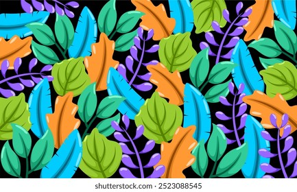 Flat abstract colorful leaves pattern background