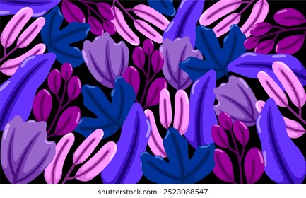 Flat abstract colorful leaves pattern background