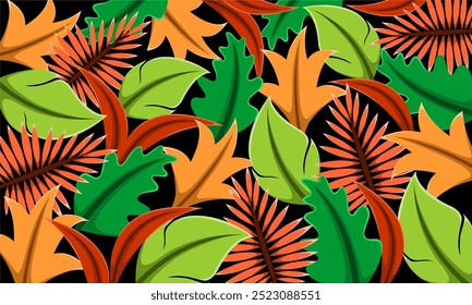Flat abstract colorful leaves pattern background