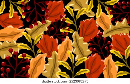 Flat abstract colorful leaves pattern background