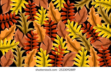 Flat abstract colorful leaves pattern background