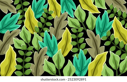 Flat abstract colorful leaves pattern background