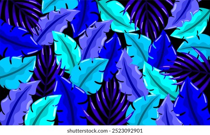 Flat abstract colorful leaves pattern background