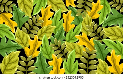 Flat abstract colorful leaves pattern background