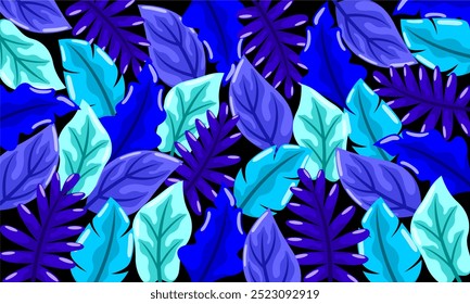 Flat abstract colorful leaves pattern background