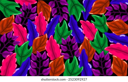 Flat abstract colorful leaves pattern background