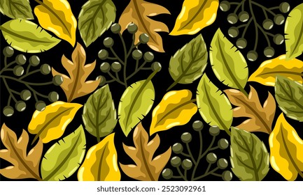 Fondo de patrón de hojas colorido abstracto plano